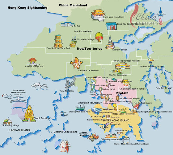Gedetailleerde plattegrond van Hong Kong