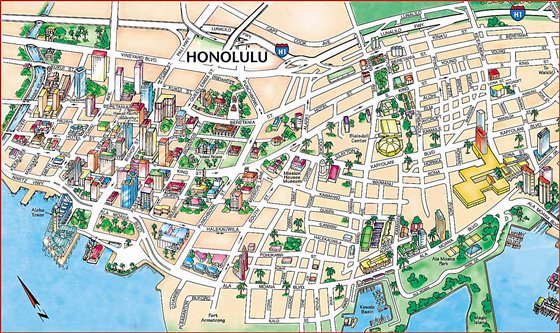 Large map of Honolulu 1