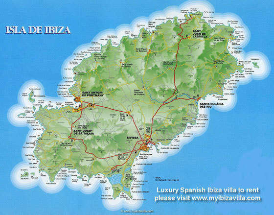 Gedetailleerde plattegrond van Ibiza