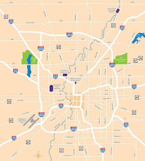 Gedetailleerde plattegrond van Indianapolis