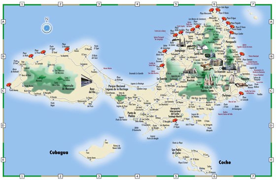 Mapa detallado de Isla Margarita 2