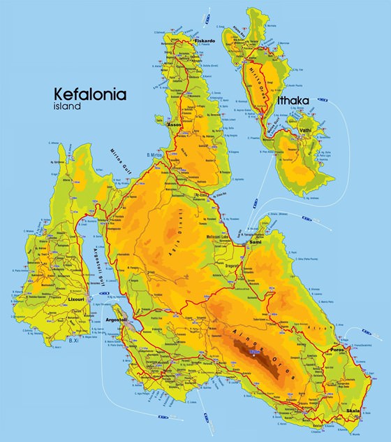Large map of Ithaka Island 1