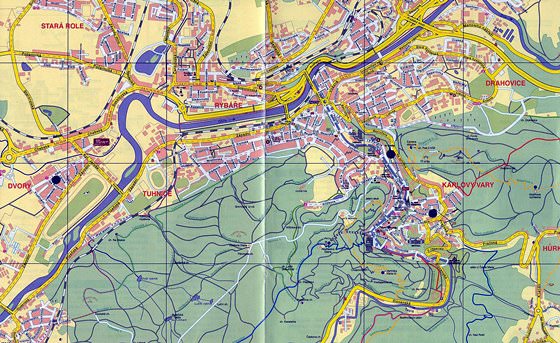 Hoge-resolutie kaart van Karlovy Vary
