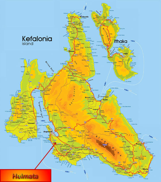 Gedetailleerde plattegrond van Kefalonia