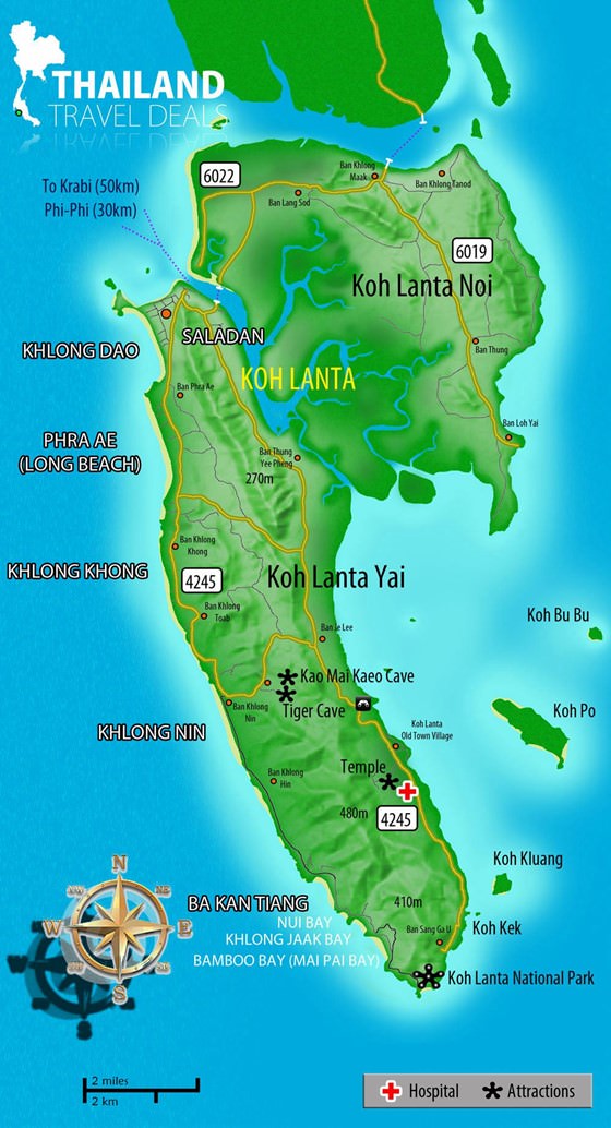 Detailed map of Ko Lanta Island 2