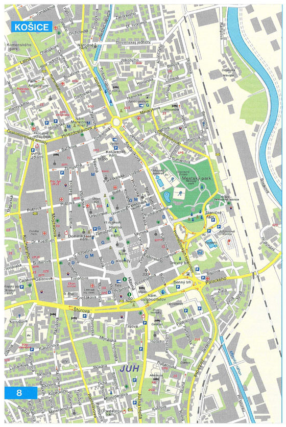 Gedetailleerde plattegrond van Kosice