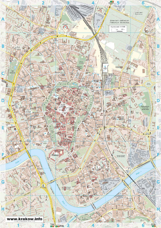 Gedetailleerde plattegrond van Krakau
