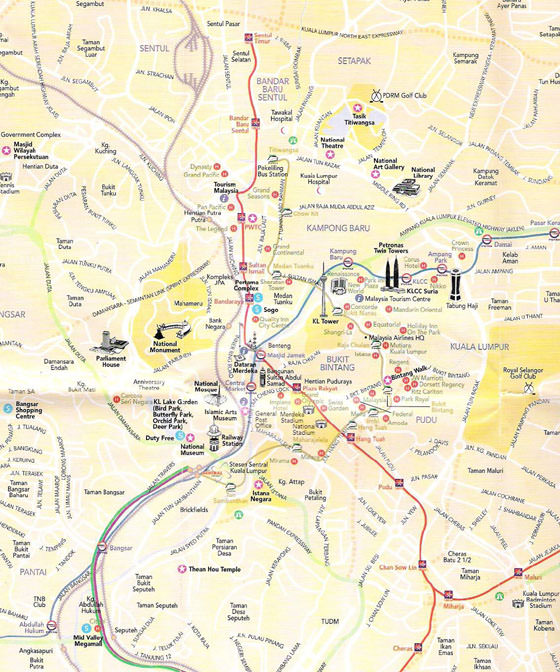 Gedetailleerde plattegrond van Kuala Lumpur