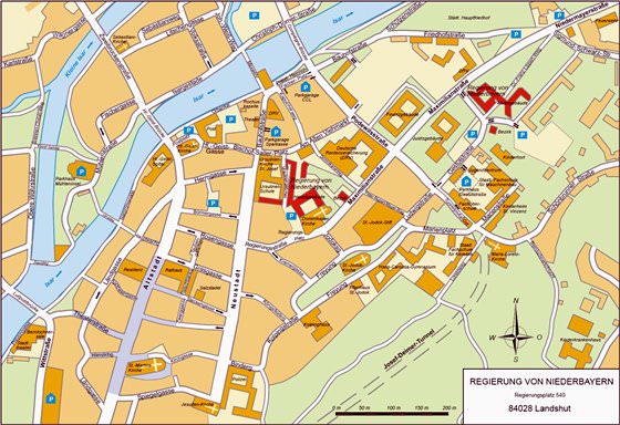 Hoge-resolutie kaart van Landshut