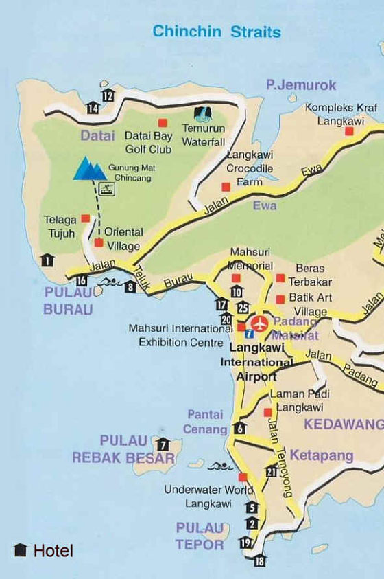 Gedetailleerde plattegrond van Langkawi