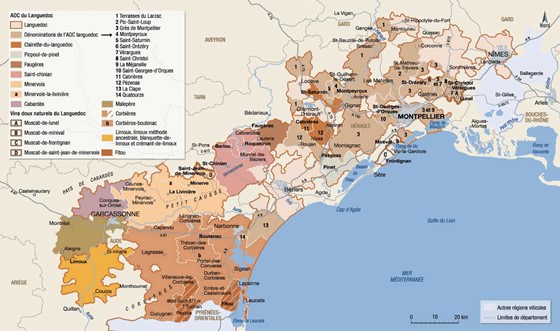 Detaillierte Karte von Languedoc-Roussillon 2