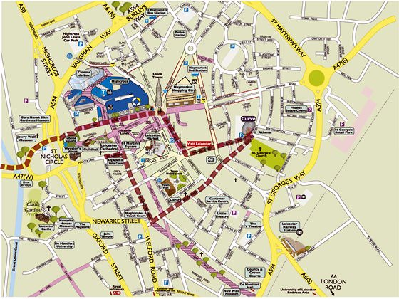 Detaillierte Karte von Leicester 2