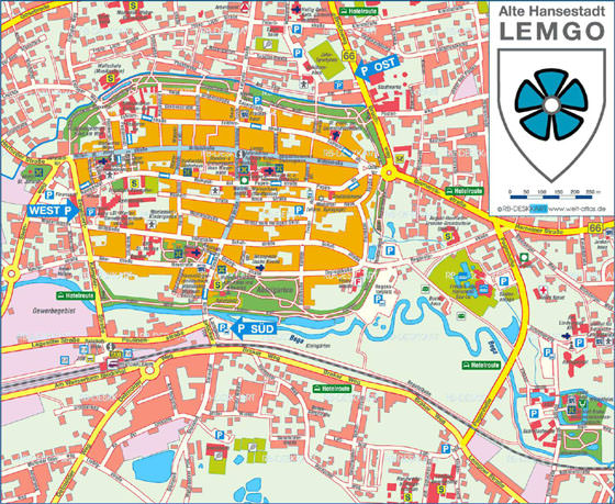 Gedetailleerde plattegrond van Lemgo