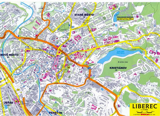 Gedetailleerde plattegrond van Liberec