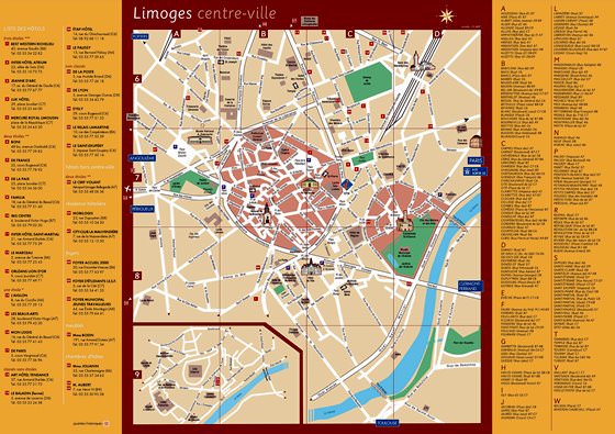 Hoge-resolutie kaart van Limoges