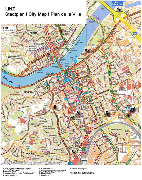 Gedetailleerde plattegrond van Linz