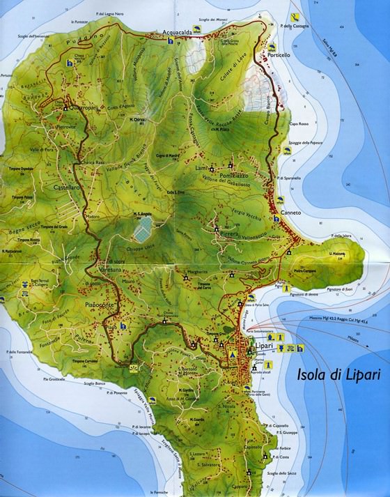 Große Karte von Lipari Insel 1