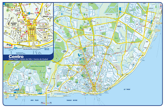 Gedetailleerde plattegrond van Lissabon