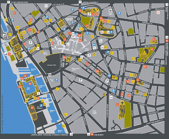 Gedetailleerde plattegrond van Liverpool