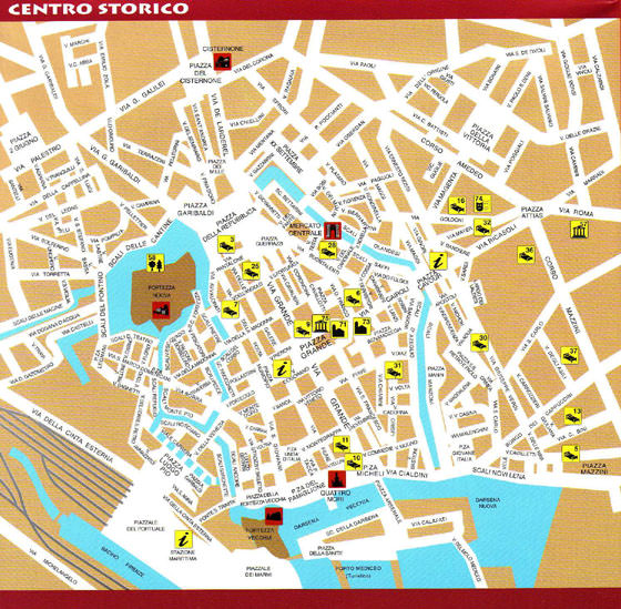 Gedetailleerde plattegrond van Livorno