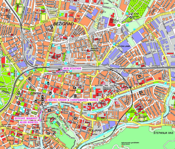 Detailed map of Ljubljana 2