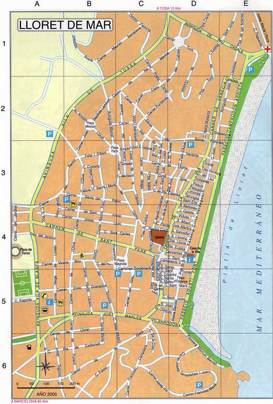 Gedetailleerde plattegrond van Lloret de Mar