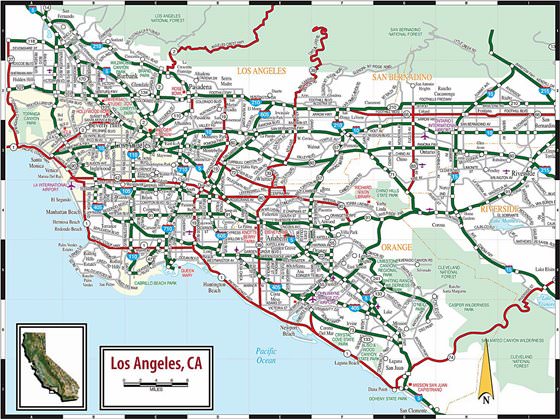 Hoge-resolutie kaart van Los Angeles
