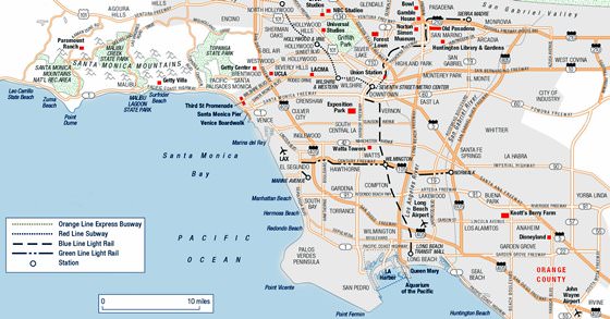 Gedetailleerde plattegrond van Los Angeles