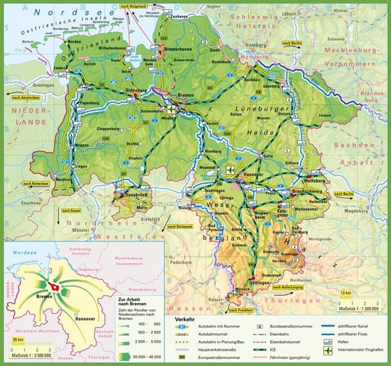 Детальная карта Нижней Саксонии 1