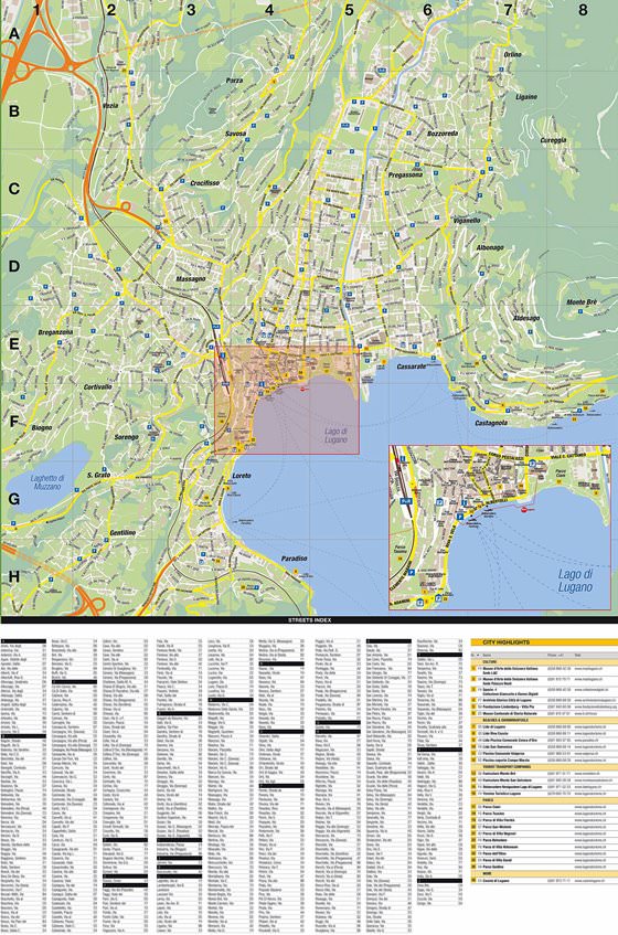 Gedetailleerde plattegrond van Lugano