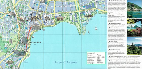 Gedetailleerde plattegrond van Lugano