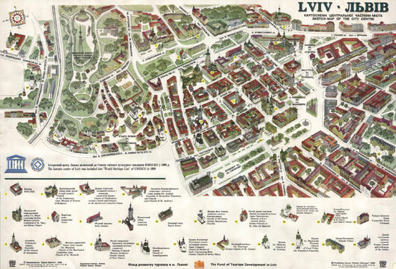 Gedetailleerde plattegrond van Lviv