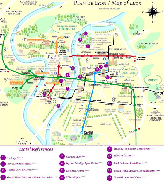 Hoge-resolutie kaart van Lyon