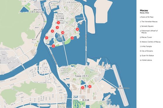 Detailed map of Macau 2