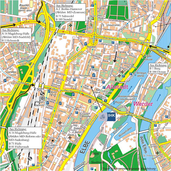 Gedetailleerde plattegrond van Magdeburg