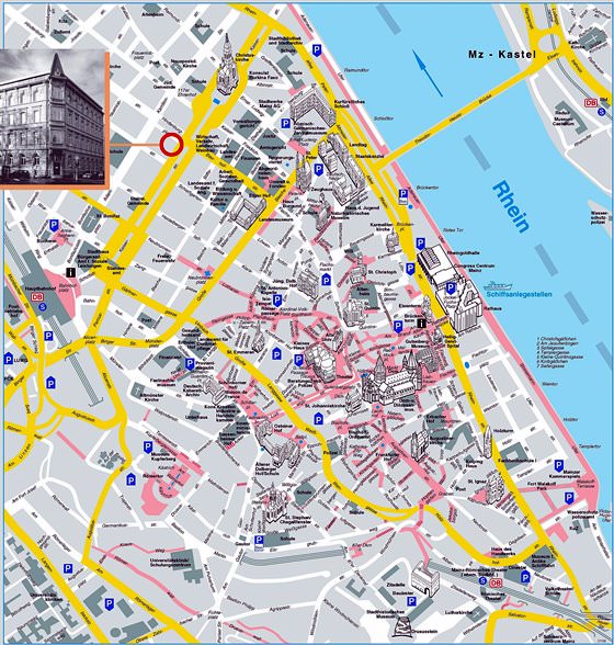 Gedetailleerde plattegrond van Mainz