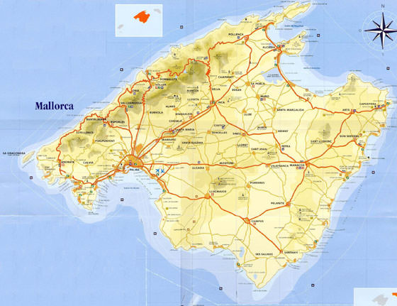 Gedetailleerde plattegrond van Majorca