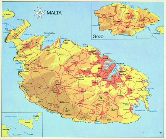 Gedetailleerde plattegrond van Malta