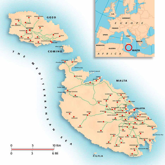 Detaillierte Karte von Malta Insel 2