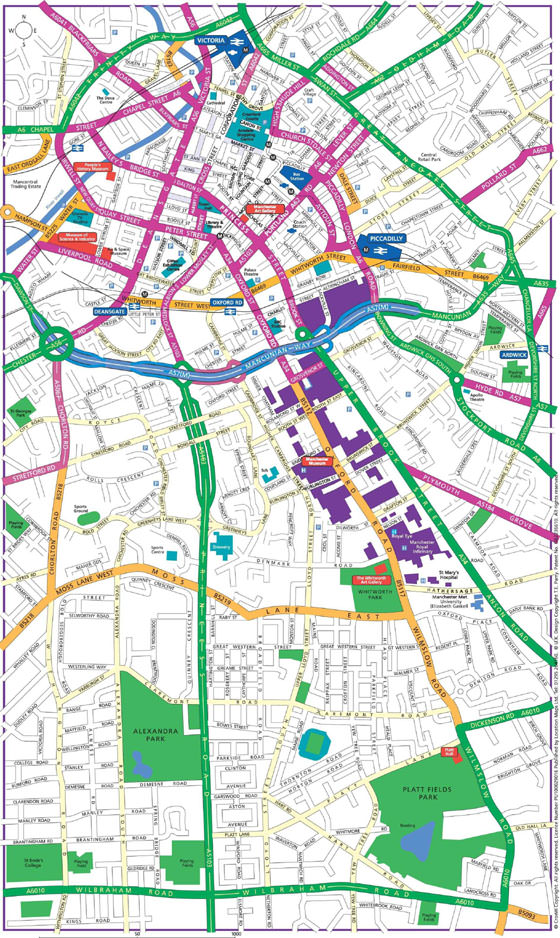 Gedetailleerde plattegrond van Manchester
