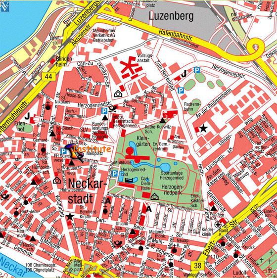 Gedetailleerde plattegrond van Mannheim