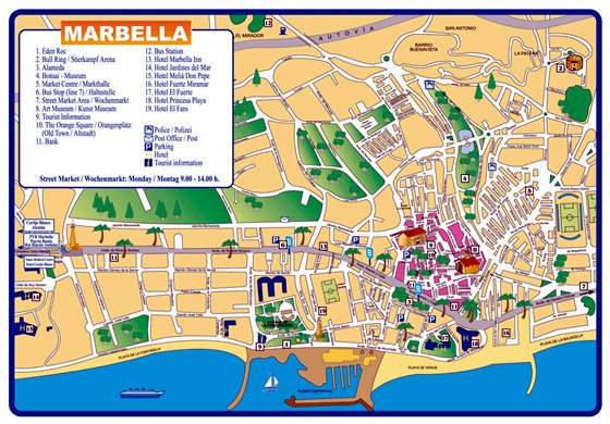 Gedetailleerde plattegrond van Marbella