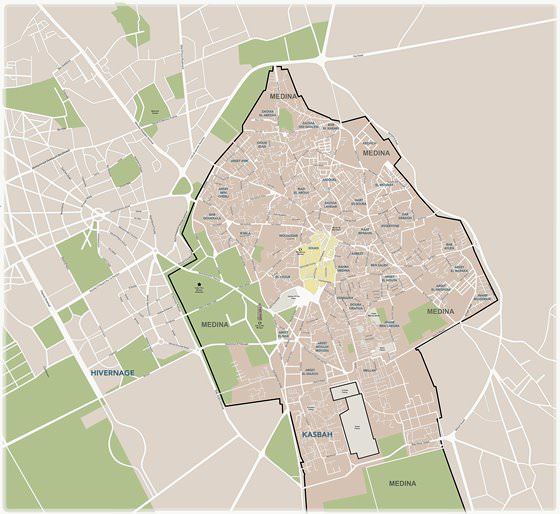 Hoge-resolutie kaart van Marrakech