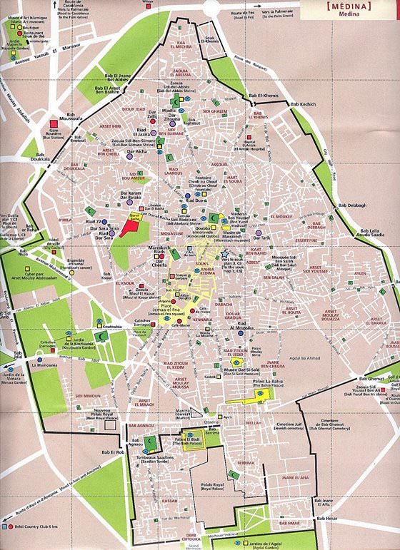 Gedetailleerde plattegrond van Marrakech