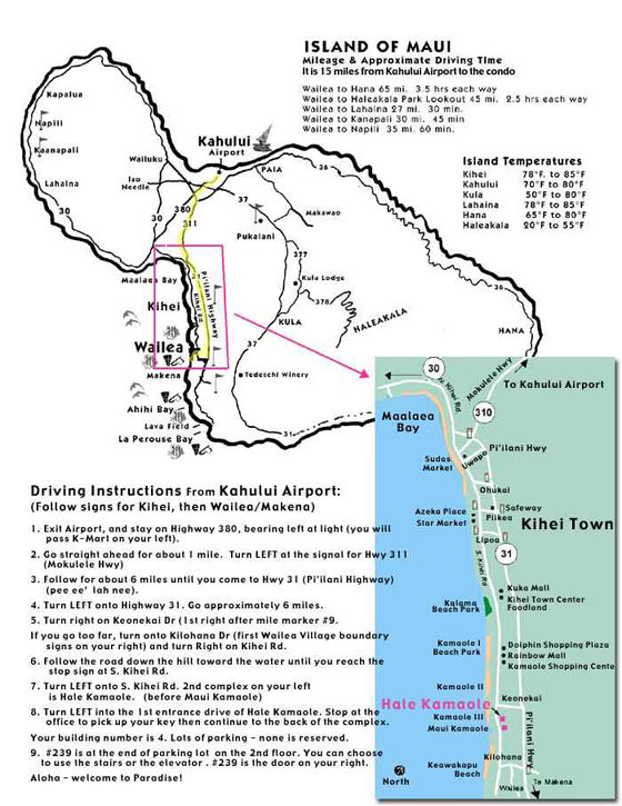 Детальная карта Мауи 1