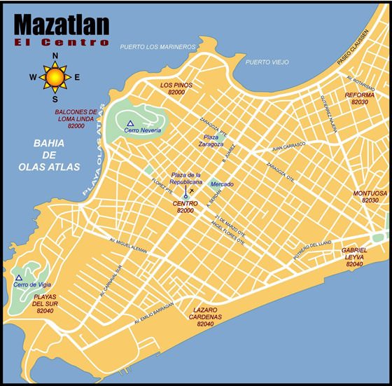 Large map of Mazatlan 1