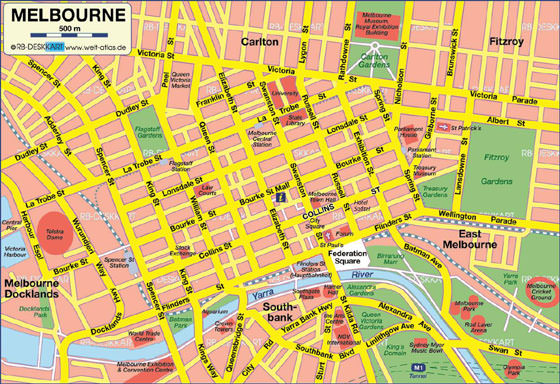 Детальная карта Мельбурна 1