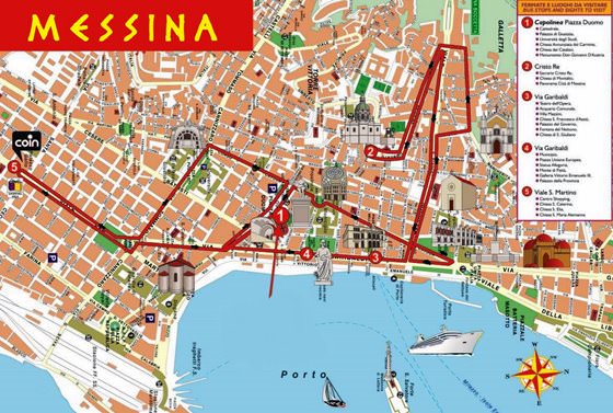 Hoge-resolutie kaart van Messina