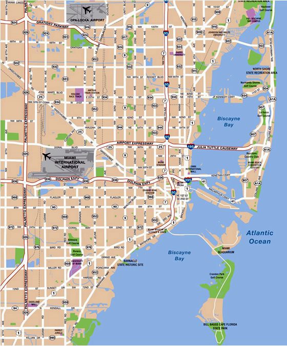 Detaillierte Karte von Miami 2