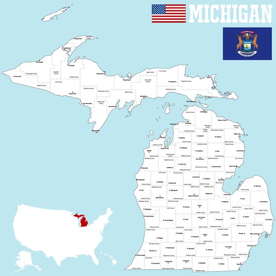 Подробная карта Мичигана 2